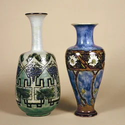 Zwei Doulton Vasen von Eliza Simmance, um 1880